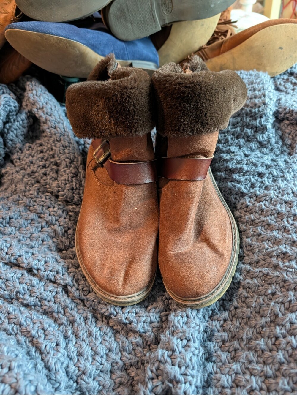 Blowfish Malibe Faux Fur Lined Ankle Boots Size 8 Brown